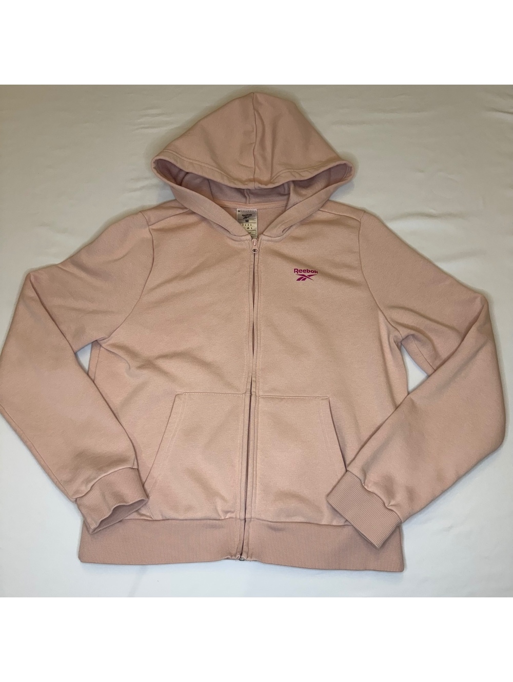 Reebok pink women’s full zip hoodie size medium